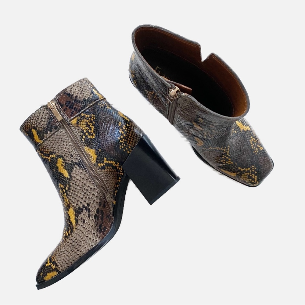 Franco Sarto Snake Print Block Heel Bootie - 8m - image 1